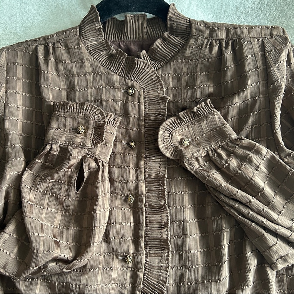 Vintage Plaid Golden Double Layer MIDI Dress - Picture 5 of 10